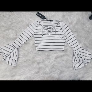 Boohoo striped crop top